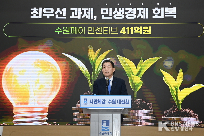 6일 이재준 수원시장이 2025년 수원시 신년 브리핑을 진행하고 있다.