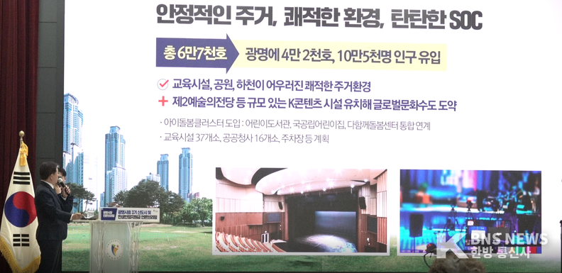 (사진자료=한방통신사) 광명시흥 3기 신도시에 대한 박승원 시장의 브리핑 모습