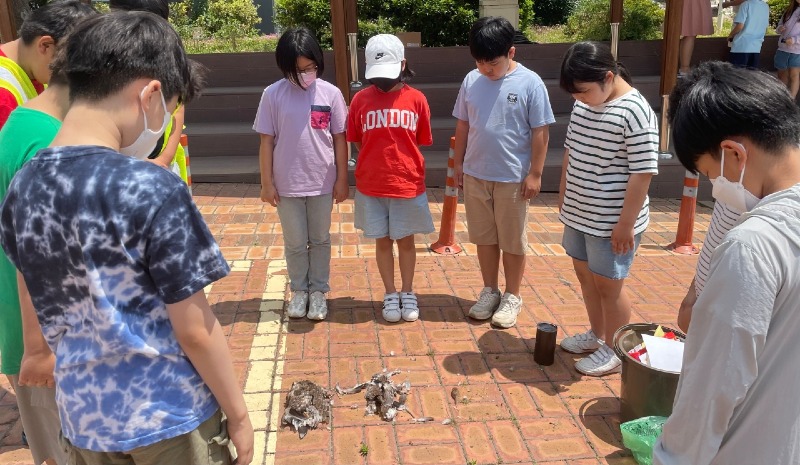 (사진5) 새를 추모하고 있는 아이들.jpg