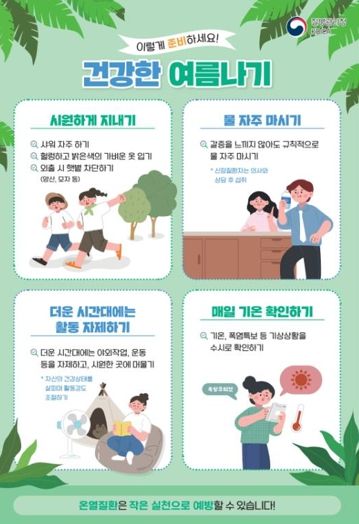 1. 질병관리청의 폭염 대비 건강수칙.
