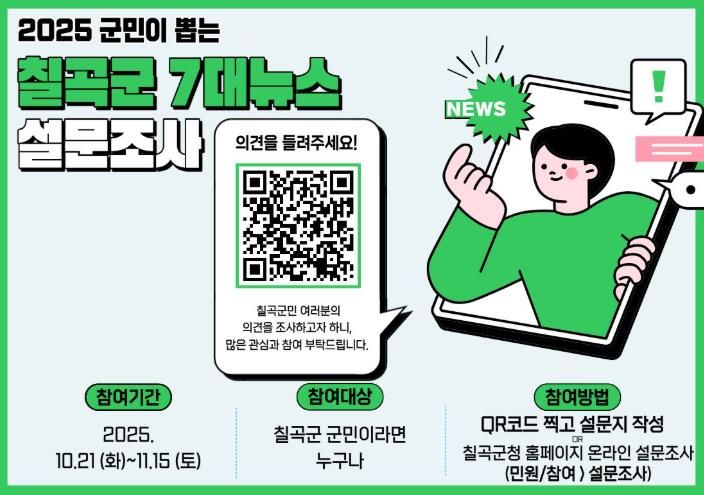 칠곡군,‘2025 군민이 뽑는 7대뉴스’설문조사 실시