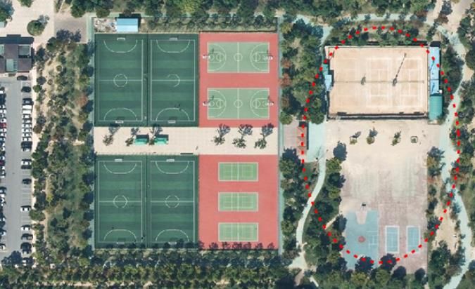 광양시, 중동근린공원 공사에 유착 비리 없다 - 공원과(2014년 중동근린공원 항공사진)