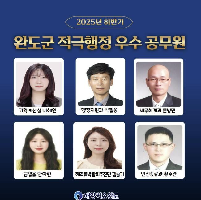 완도군, 하반기 적극 행정 우수 공무원·협업팀 선정