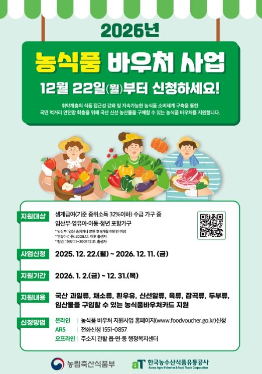 취약계층 농식품 바우처 2026년에도 지원