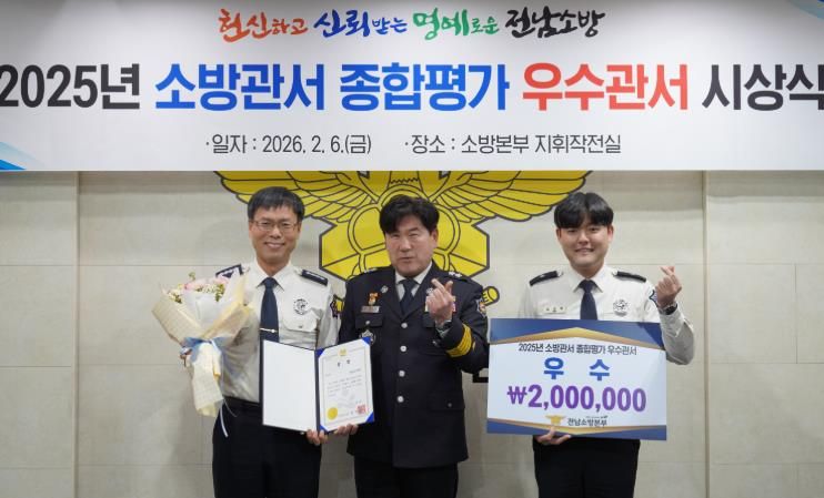 해남소방서, 2025년 소방관서 종합평가 ‘우수관서’ 영예