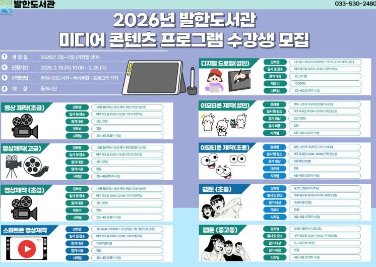 동해시발한도서관, 웹툰·영상 등‘미디어 콘텐츠 프로그램’운영