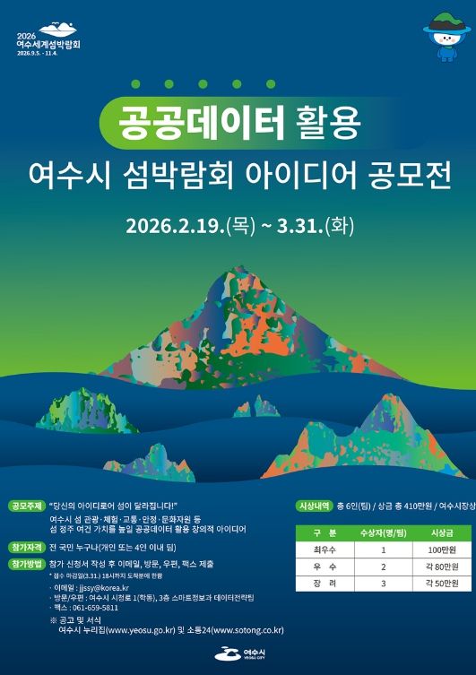 ‘공공데이터 활용 여수시 섬박람회 아이디어 공모전’ 포스터