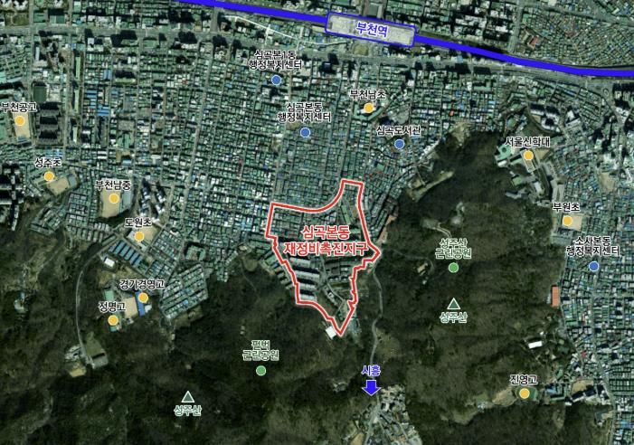 심곡본동 재정비촉진지구 위치도