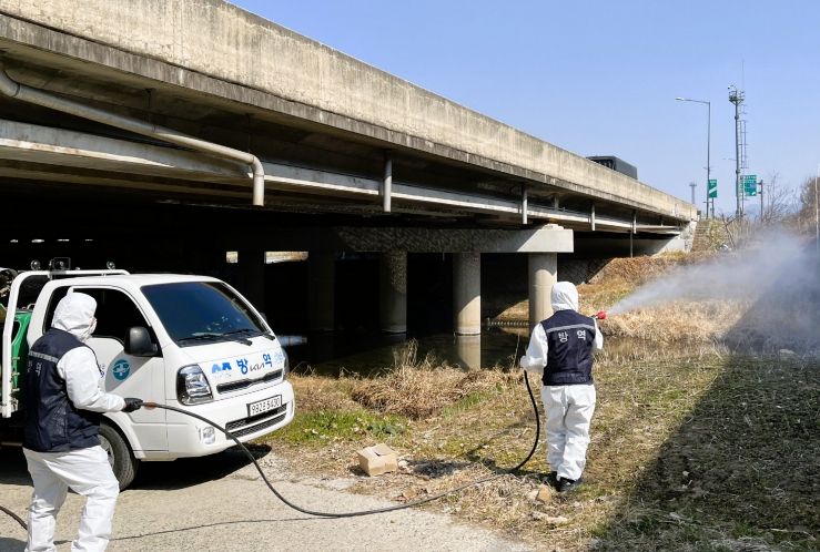 장성군 해빙기 방역 현장