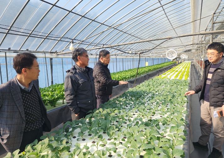 여수시가 학교급식 친환경농산물 계약재배 농가 현장을 방문해 의견을 교환하고 있다.