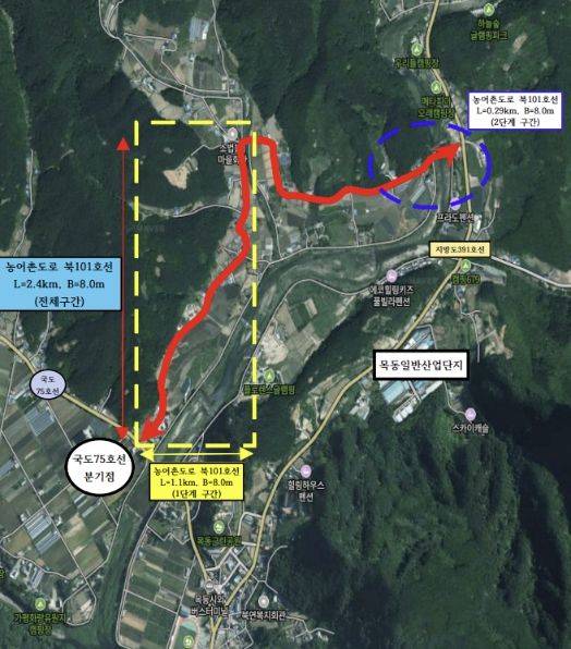 가평군, 북면 ‘북101호선’ 도로 확포장 4월 착공