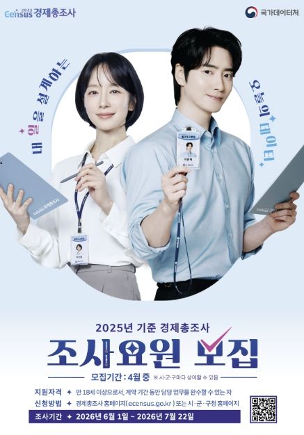 ‘2025년 기준 경제총조사’ 조사요원 모집 안내문