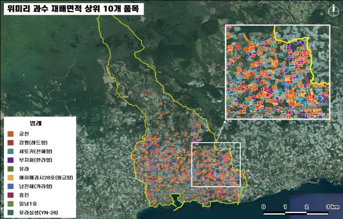 팜맵 농지 구역별 재배현황 정보 예시